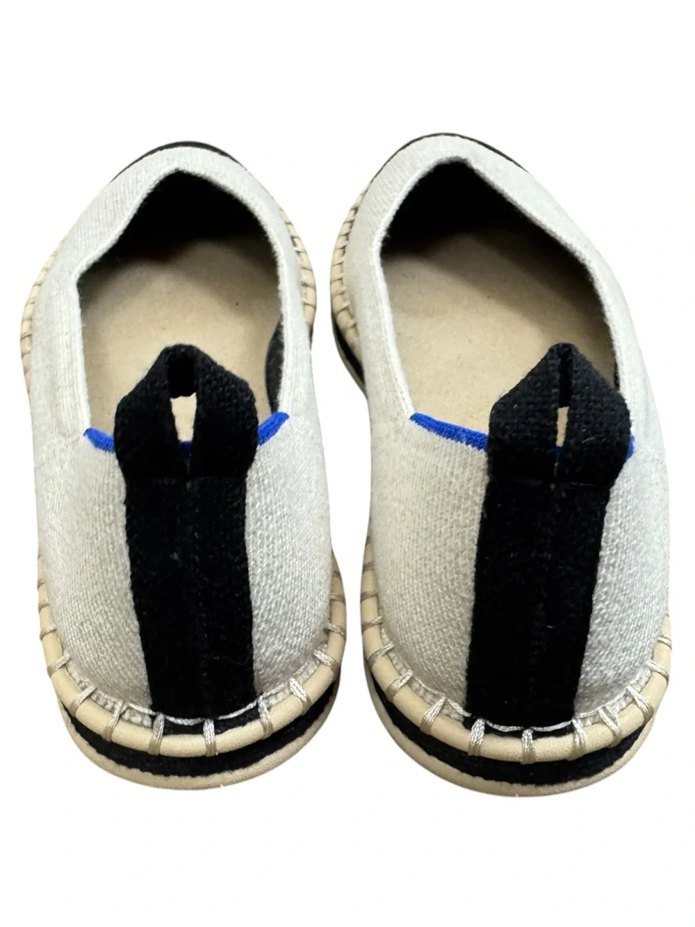 Rothy's The Espadrille Boardwalk Flats In Cream And Black Size 6